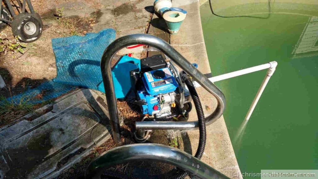Gasoline pump to drain the pool 