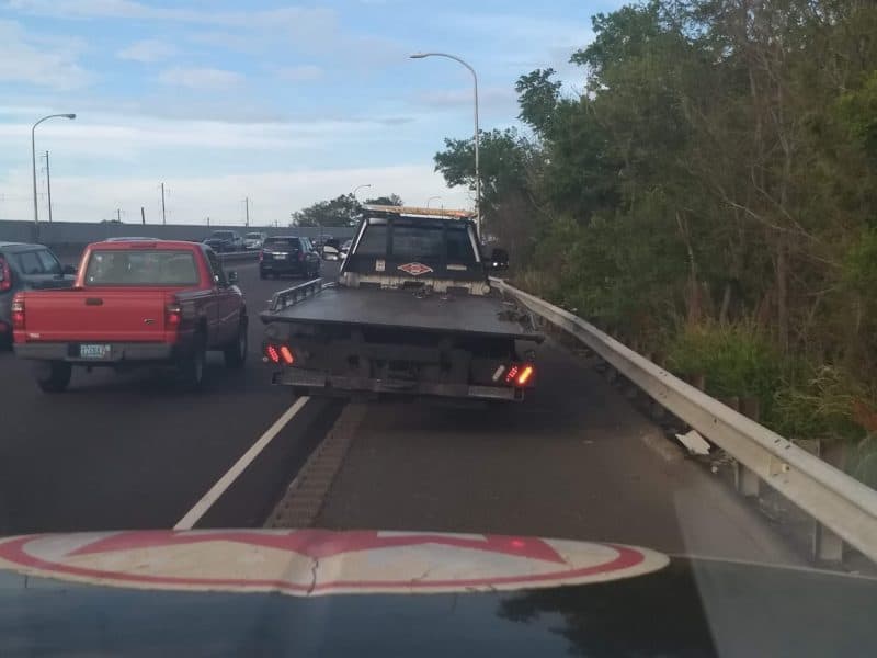 Roadside Assistance Horror - Leaving the first flatbed behind. 
