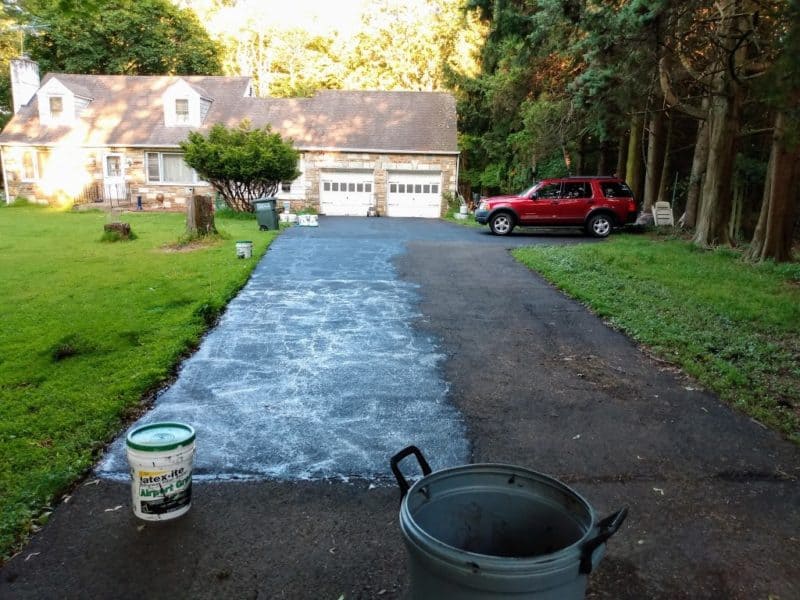 Section of newly sealed driveway