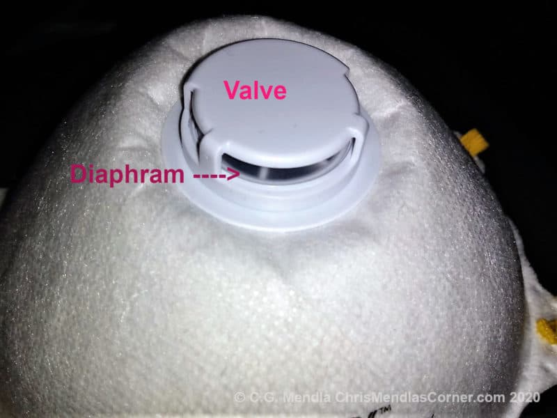 One way valve on an N95 Mask