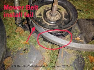 Mower belt install fail - Craftsman LT 1000 - Chris Mendla's Corner