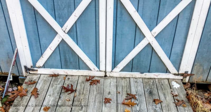 repairing shed doors. - chris mendla's corner